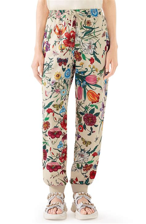 gucci floral print pants|gucci track pants women's.